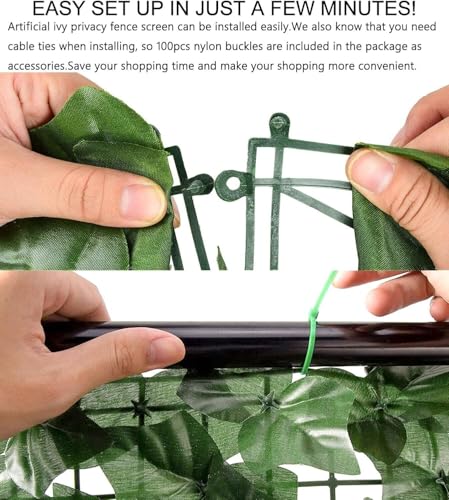 Privacy Fence Screen Artificial Ivy Grass Wall Screen 360x40 in Balcony Fence Privacy Screen Faux Vines Green Backdrop Fake Ivy Wall Panels Hedge Fence for Patio,Garden, Backyard Indoor Outdoor deocr - size: 360*40 inches