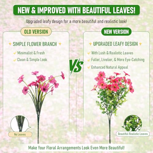 Powbrace Artificial Flowers Outdoor Fake Plants, Faux Silk Flowers Plastic Plants for Outdoors Indoor Outside Front Porch Hanging Planter Window Box Garden Home Spring Decoration, 14 Pack (Mix) - color: Mix, size: 14 Bundles(Upgrade)