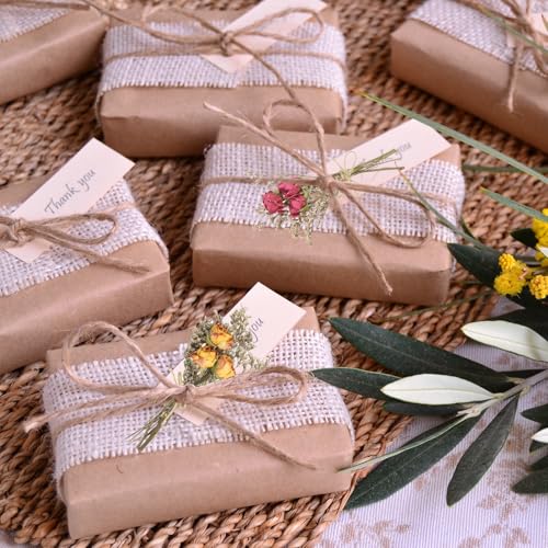 PATIKIL Mini Dried Flower Bouquet, 6 Pcs Rose Natural Wildflower with Stem Decor Baby's Breath Boho Floral Plant Flower for Crafts DIY Photo Props Gift Wedding Decor, Dark Red - color: Dark Red