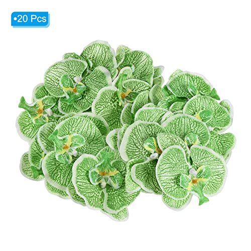 PATIKIL 9cm/3.5" Artificial Orchid Flower Heads, 20 Pack Silk Phalaenopsis Fake Butterfly Orchid Heads for Wedding Floral Bouquet Decor DIY Craft Making, Green - color: Green, size: 3.5"