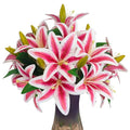 ATFL Artificial Lilies Flowers,9 Pcs Faux Lily Flowers,16''Tiger Lily Branches with 2 Full Blooms and 1 Bud,Faux Fake Lilies Plants for Wedding Bouquet Floral Arrangements (9, Pink) - color: Pink