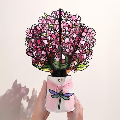 Lovepop Sun-Dappled Cherry Blossom Suncatcher Bouquet - 3D Cherry Blossom Bouquet for Friend, Mom, Grandma, Her, Sister (Sympathy, Birthday, Mother's Day) 12" - Blank Notecard & Envelope Included - color: Sun-dappled Cherry Blossom Suncatcher Bouquet