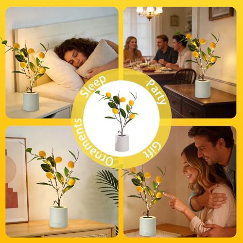 WSYEAR Small Fake Lemon Tree for Lemon Decor,Real Touch Faux Plant for Home Office Desk Decor Farmhouse Kitchen Living Room - color: Lemon
