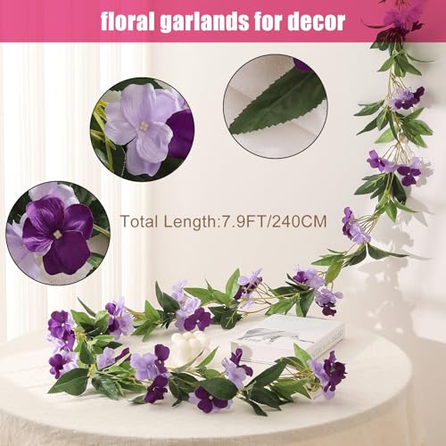 JUSTOYOU Artificial Vines Purple Flower Garland Artificial Impatiens Flowers for Outdoors Hanging Floral Vines for Home Decor Wall Fence Stairway Indoor Outdoor Wedding Hanging Baskets(2 Pcs) - color: Impatiens Flowers-purple
