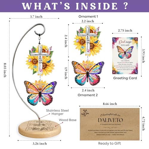 Christian Religious Gifts for Women Faith - Sunflower Butterfly Inspirational Gifts for Women Friends, Mom, Sister, Girl, Catholic Female - Birthday Valentines Mothers Day Easter Ideas Present - color: Sunflower