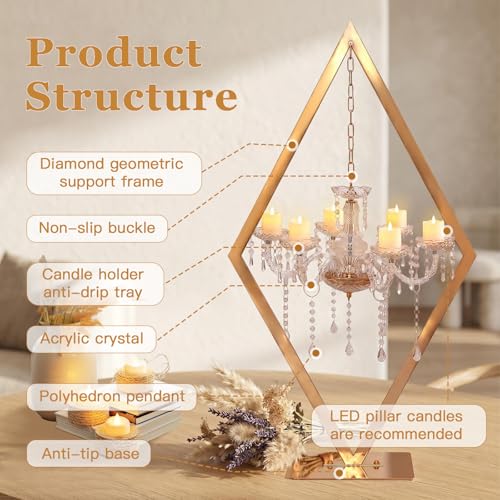Stunning 2PCS Diamond Candle Holders | Modern Metal Wedding Centerpiece with European Style for Romantic Dining Table Decor, Party & Home - color: Gold, size: 2PCS
