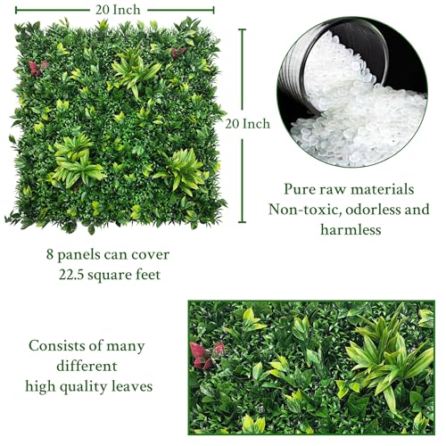 ODTORY Artificial Boxwood Panels: 20"x20" 8P UV-Anti Fake Grass Ivy Privacy Hedge Greenery Backdrop Fence Wall Screen for Garden Fence Covering Privacy, Outdoor Indoor Home Decor - color: Green, size: 20x20 in 8P