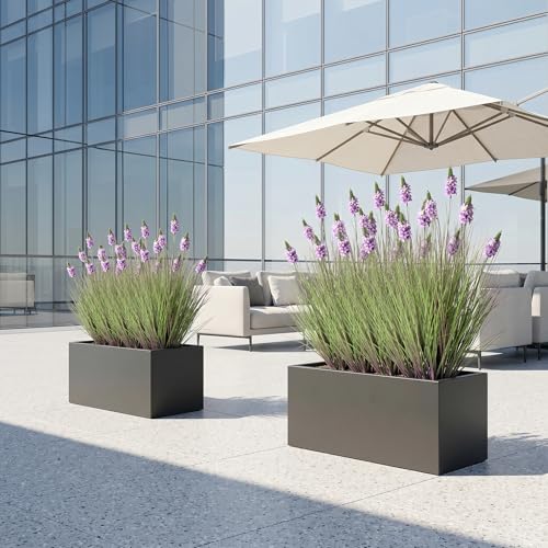 Artificial Grass 3FT - Fake Plants with Hyacinth Flowers, 35 in Tall Ornamental Grass for Indoor Outdoor, Artificial Plant with Pot for Home Living Room Decor, Housewarming Gifts, Purple(2PC) - color: 0.9m Purple2