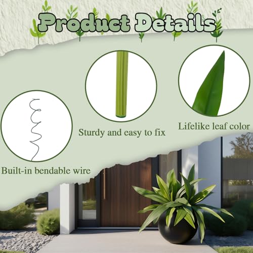 ucky 18.1" Artificial Dracaena Greenery Stems (15 Leaves, Dark Green), Lifelike Faux Tropical Bush for Table Centered Vase, Indoor Office Decor - color: 2pcs Dark Green, size: 15 Leaves