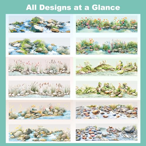 6 Rolls River Landscape PET Tape Set – Forest Stream and Riverbank Aesthetic with Seamless Nature Scenes for Scrapbooking, Journaling, Crafts, DIY and Decor - style: Riverside Scenery