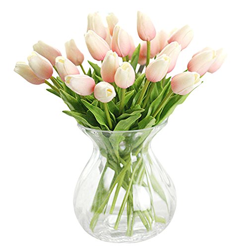 30 pcs Real-Touch Artificial Tulip Flowers Home Wedding Party Decor - color: Light Pink