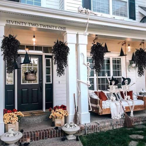 RECUTMS Black Artificial Hanging Eucalyptus Plants,6PCS 29.9 Inches,Gothic | UV Resistant Plastic,Fake Trailing Greenery Halloween Decor,Indoor Outdoor Home Room Garden Wedding Farmhouse Porch Party - color: 1-black 6