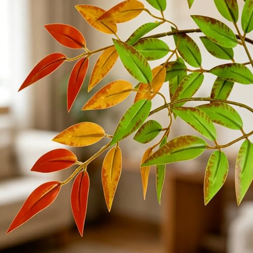 2 Pcs Artificial Plants Faux Branches for Vase Filler, 35.4 Inch Fake Plants Greenery Stems for Vase Spring Decorations Fall Decor, Fake Leaves Office Centerpieces Home Decor - color: Red Leaves, size: 2 Pcs