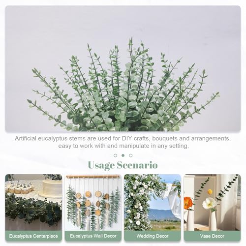 50 Pcs Artificial Eucalyptus Stems Fake Eucalyptus Greenery Branches for Floral Arrangements, Wedding Centerpiece, Crafts