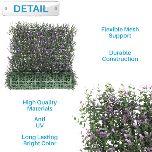 Patio Paradise 20"x20" (6PC) Artificial Grass Wall Panels Greenery Backdrop Faux Boxwood Hedge Fake Ivy Privacy Screen for Outdoor Wedding Décor Photography Background, Lavender Buxus - color: Lavender Buxus, size: 20"x20"