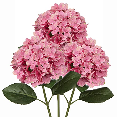 DILATATA Silk Hydrangea Flower 26" Big Fake Hydrangea Faux Flowers Lifelike Tall Artificial Hydrangea Real Touch Hydrangea for Wedding Ceremony Centerpieces Decoration - color: Pink #3, size: 3PCS