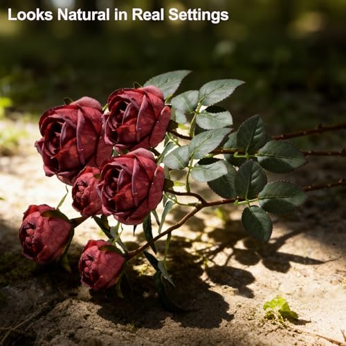 Real Touch Artificial Rose Flower 20pcs Dusty Silk Fake Rose Flowers with Stems Realistic Full Rose Arrangement Flores Decorations for Wedding Anniversary (Dusty Rose) - color: Dusty Rose