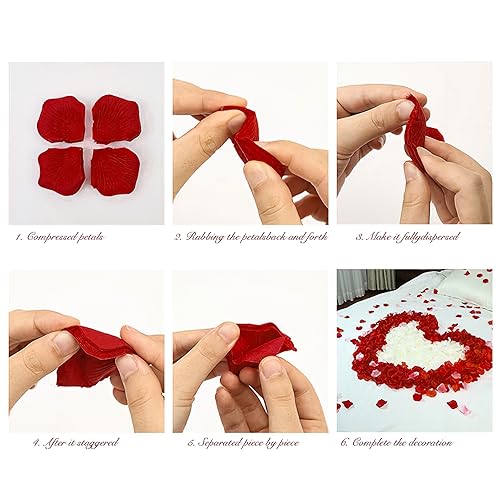 Pyrrhiax 1000Pieces Rose Petals, Artificial Flower Petals Fake Rose Petals for Romantic Night,Wedding,Proposal Anniversary Flower Decorations(Dark Red) - color: Dark Red, size: 1000pcs