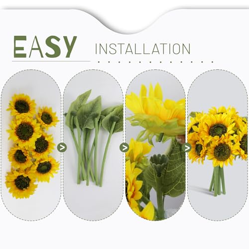 7Pcs Realistic Silk Sunflowers Artificial Flowers,12.6''Fake Sunflowers with Adjustable Long Stem&Detachable Flower Head,Perfect for Home Decor,Wedding,DIY,Sunflowers Decoration for Indoor&Outdoor - size: 7pcs-12.6''