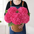 JINWOE Silk Hydrangea Artificial Flowers, 5Pcs 20Inch Large Lifelike Faux Flowers, Full Fake Artificial Hydrangeas with Stems for Bouquet Table Centerpieces Home (Fuchsia) - color: Fuchsia