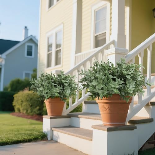 6 Bundles Artificial Greenery Stems, 14.5" Fake Lucky Bamboo Leaves Faux Outdoor Plants UV Resistant Plastic Shrubs for Outside Home Garden Wedding Patio Porch Farmhouse Pathway Indoor Decorations - color: Light Green