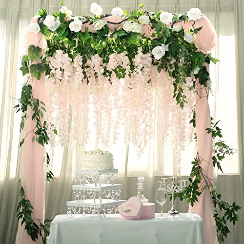BLEUM CADE 20Pcs Pink Fake Wisteria Hanging Flowers, 3.6Ft/Pcs Artificial Wisteria Garland, Hanging Flowers for Wedding Party Home Backdrop Wall Decoration - color: Pink, size: 20pcs