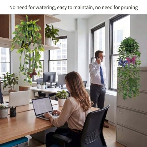 3 Pack Fake Plants Indoor Outdoor with 6 Butterflies – Small Artificial Potted Hanging Plants for Shelf, Balcony, Patio & Wall Decor | Faux Plants for Living Room, Bedroom, Office, Porch - size: 3-pack-3in1