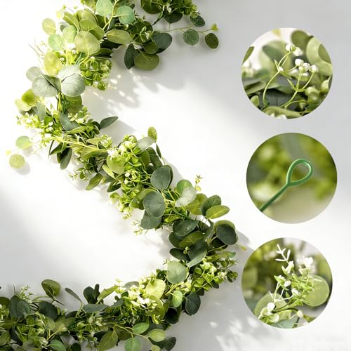 Eucalyptus Garland Greenery 2Pack: 5.9Ft Artificial Faux Greenery Vines for for Wedding Home Party Table Runner Decor - size: 2pack