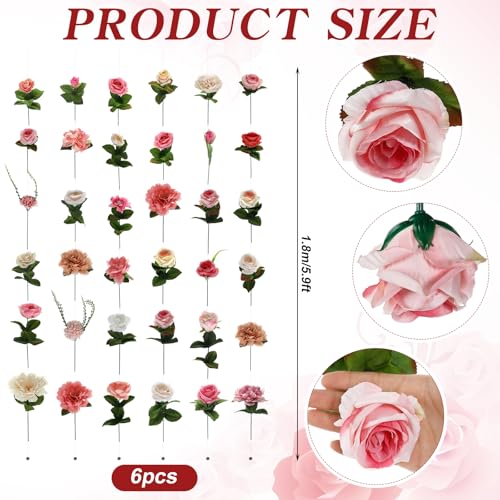 XunYee 6 Pcs 35.4 ft Flower Garlands Artificial Wildflower Vines Floral Hanging Backdrop Fake Flower Garlands Faux Silk Wildflower Vine for Wedding Bridal Shower Home Garden Wall Arch Decor(Pastel) - style: Pastel