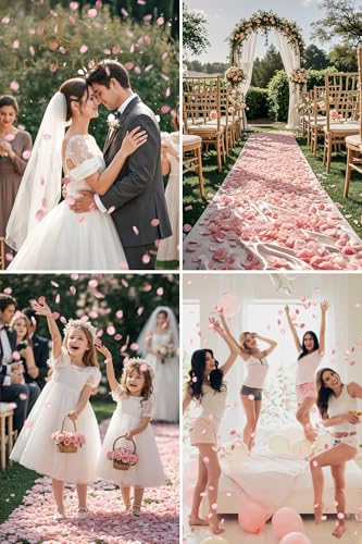 TINGE TIME 200pcs Silk Rose Petals Dusty Pink Flower Petals for Wedding, Flower Girl Basket, Aisle Runner, Romantic Dinner Centerpieces, Proposal, Party Confetti - color: Dusty Pink