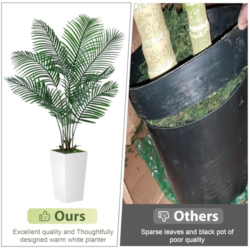 VIVATREES Palm Tree 5FT Artificial, 60in Tall Faux Palm Tree with 15.7 White Planter, Fake Potted Tree for Indoor & Outdoor Home Office Decor - style: 5ft-white