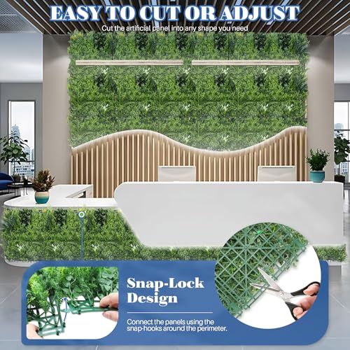 ECOOPTS 20"x20" Faux Ivy Privacy Fence Screen Artificial Boxwood Panels Topiary Hedge Plants for Indoor Outdoor Decoration, #4 Mixed Leaves, 6 Packs - color: #4 Mixed Leaves, size: 20"x20"