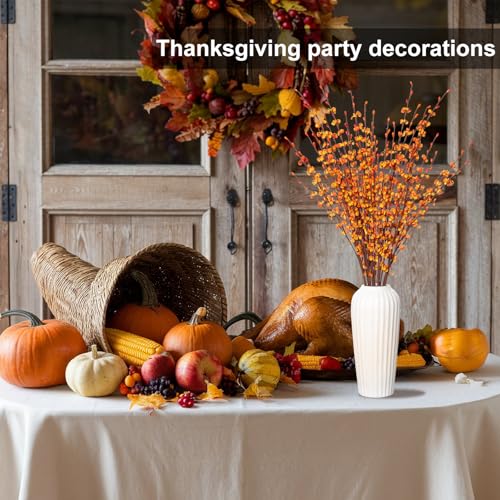 Wootkey 5 Pcs 29.5" Long Fake Fall Flowers Burnt Orange Jasmine Fall Floral Stems for Wedding Bouquets Dried Autumn Orange Fake Flowers for Vases Home Parties - color: Autumn Yellow, size: 5pcs-29.5''