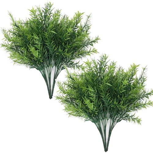 Artificial Plants, Fake Rosemary Shrubs 6 Pack, Faux Fern Stems Plastic Greenery for Indoor Outdoor Decor Home Farmhouse Bushes Garden Grass Porch Patio Wedding Bouquets Vase Filler DIY Decorations - color: Rosemary - 6 Pack