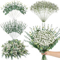 Serwalin 50 Pcs Mixed Artificial Eucalyptus Stems,Babys Breath Artificial Flowers Bulk with Faux Eucalyptus Leaves Greenery Stems for Wedding DIY Bouquets Floral Arrangement Home Decor - size: 50pcs