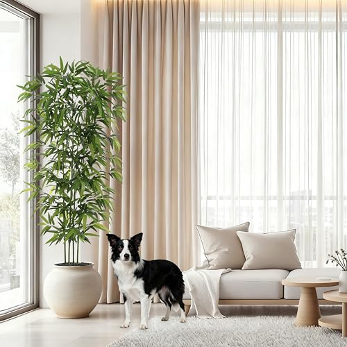 Artificial Bamboo Tree: 6FT Fake Bamboo Plant Faux Tall Nandina Tree with Dense Green Leaves in Woven Planter for Indoor Home Decor Office Living Room Corner Decoration Zen Oriental Minimalism
