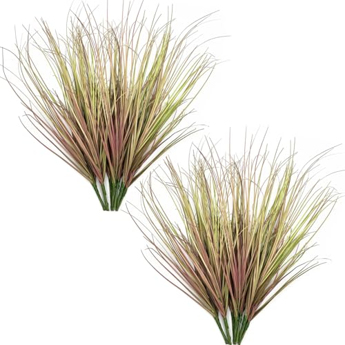 CATTREE Fake Wheat Grass Stem Plants Artificial Greenery Shrubs for Indoor Outdoor Decor Faux Plastic Long Leaves Stems Bushes Office Garden Wedding Party Vase Filler DIY Decorations - Purple 16 Pack - color: Grass - Purple - 16 Bundles