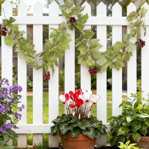 1PC Artificial Grape Vines with Fruits, Greenery Leaf Garland Plant, 6.56Ft Fake Grapes Leaves for Indoor Outdoor Home Decoration Wedding Party Photo Wall Display - color: Green-1 Pc (With Grapes)