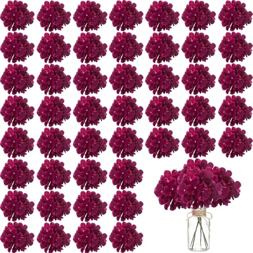 WEISPARK 100PCS Artificial Hydrangea Flowers, Fake Flowers Silk Hydrangea Full Flowers Heads with Stems for Wedding Home Party Shop Baby Shower Decor (Fuchsia) - color: Fuchsia