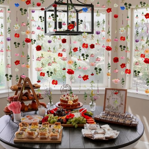 Suncalla 12 Pcs 70.8 ft Wildflower Garland Pre Strung Artificial Hanging Flower Vine Backdrop Decor from Ceiling Floating Silk Floral Garland for Garden Wedding Bridal Shower(Floral,Multicolor) - color: Multi Color, style: Floral