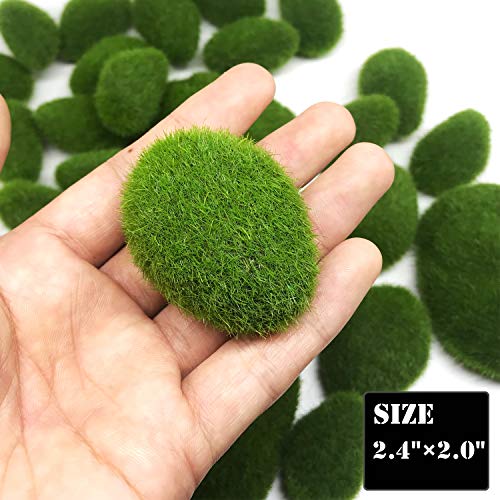 Woohome 30 PCS 3 Size Artificial Moss Rocks Decorative, Green Moss Balls, Fake Moss Decor for Floral Arrangements, Fairy Gardens and Crafting - color: 30pcs