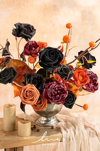 Ling's moment Artificial Flowers and Greenery Combo Box Set, Halloween Theme Decoration for DIY Wedding Bouquets Party Centerpieces and Floral Arrangements (Black and Orange) - color: Blk-black & Orange, size: Deluxe