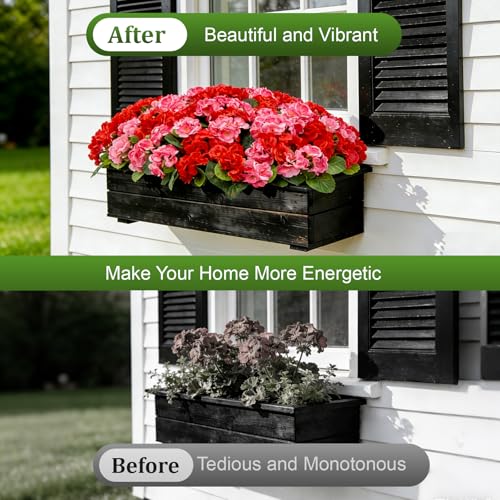 8 Bundles Artificial Geranium Fake Flowers for Outdoor UV Resistant, Outside Spring Red Pink Flower Decoration for Home Kitchen Table Cemetery Garden Planter, Front Door Silk Faux Plants - color: Red+rose Pink, size: 8ps
