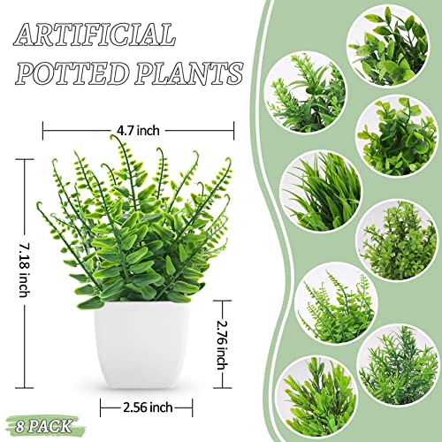 Der Rose 8 Pack Fake Plants Small Artificial Faux Potted Plants for Home Office Farmhouse Bathroom Bedroom Decor Indoor - color: Green