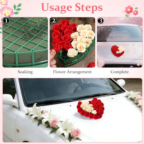 UPKOCH Wedding Car Floral Mud with Suction Cup Small Heart-Shaped DIY Flower Arrangement Plate for Wedding Party Decoration Lightweight Floral Foam Tray 7.87X7.48X1.69In