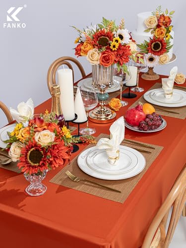 FANKO Artificial Flowers for DIY, Orange Yellow Brown Red Faux Flowers Bouquet, Fake Rose Sunflowers Dahlia Daisy Silk Flowers for Vase, Home Decor, Garland, Summer Wedding, Birthday, Party - color: Orange Sunflower