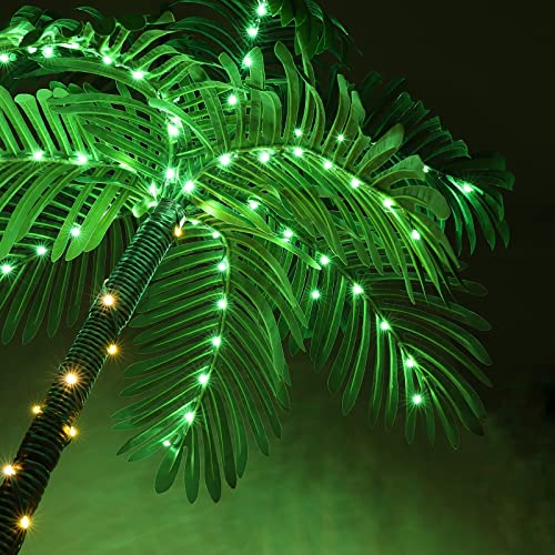 OUSHENG Lighted Palm Tree Bar Outdoor Christmas Decorations Decor, Light Up LED Artificial Fake Faux Trees Lights for Outside Patio Yard Pool Porch Deck Party Tropical, 6FT - size: 6ft