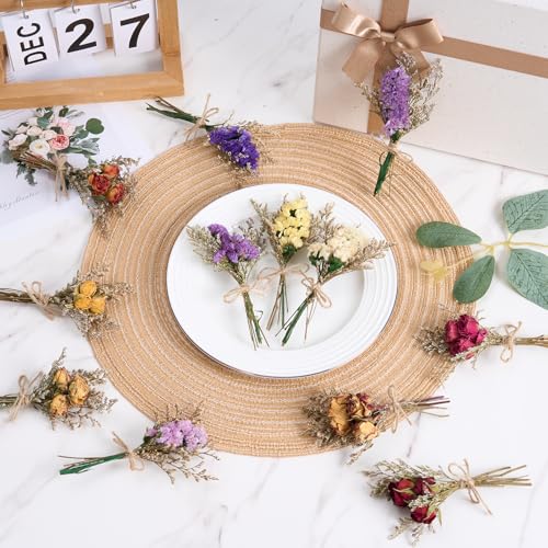 12/24 PCS Charming Dried Flowers Bouquet for Vase Various Dried Wildflowers with Stems Mini Handmade Wildflowers Natural Real Flowers Bulk Flowers Craft (Forget Me Not, 12 PCS) - color: Forget Me Not