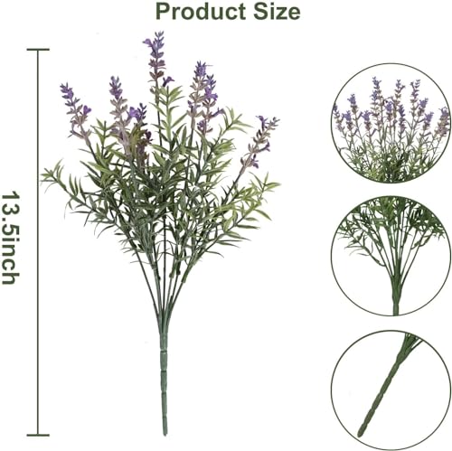Coreland Fake Lavender Artificial Flowers - 12PCS Lavender Plants Shrubs for Wedding Bouquets Artificial Lavender Flowers Indoor Outdoor Faux Foliage Lifelike Fake Flowers for Decoration - color: Purple-12pcs