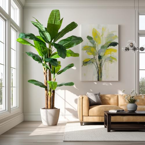 Artificial Banana Tree 8.2ft, Faux Tropical Palm Tree Plant with Realistic Leaves, Low Maintenance Indoor Outdoor Decor for Home Office Porch, in Nursery Pot - size: 8ft 2in